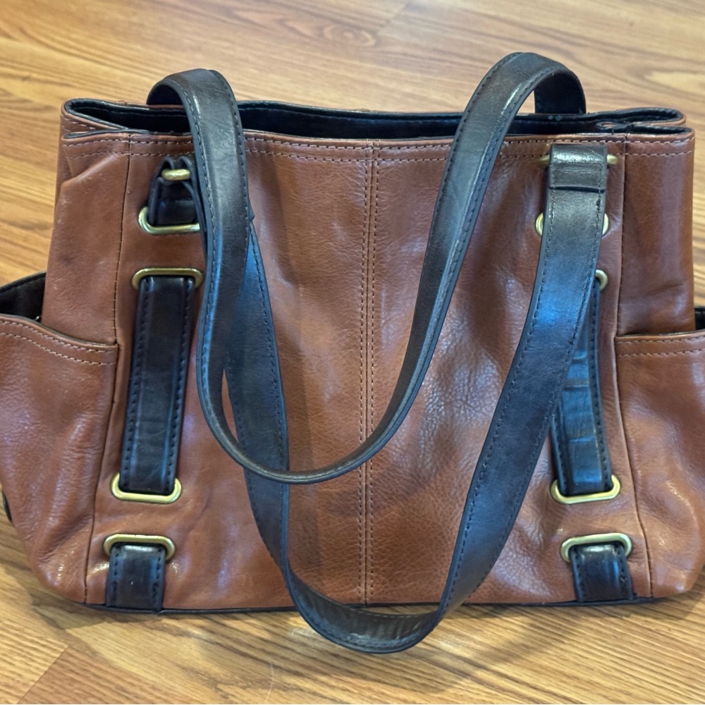 Tignanello Brown and Black Shoulder Bag with Elegant Design